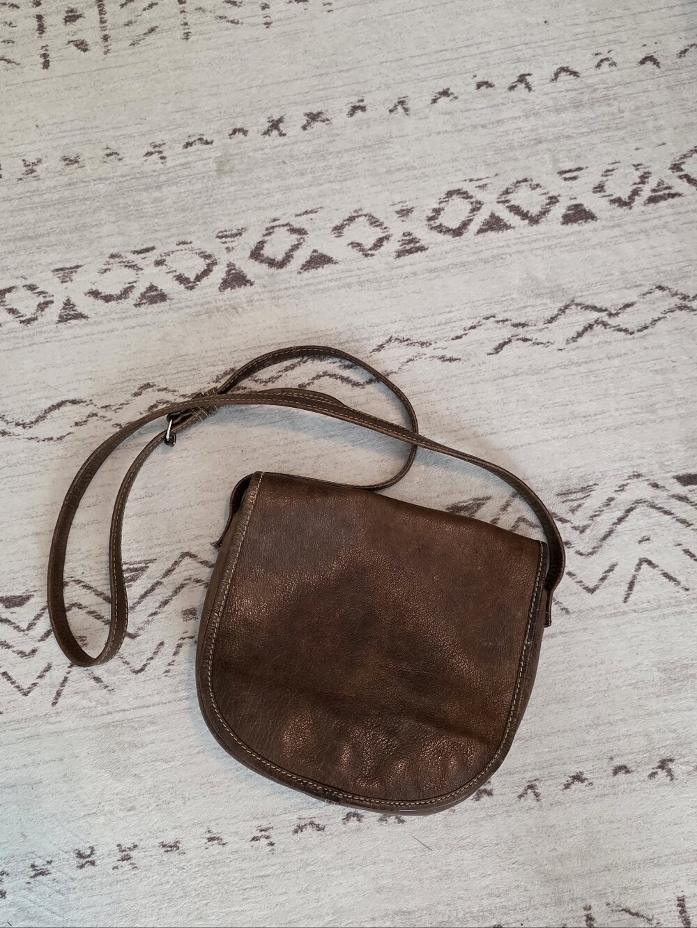 Boho Brown Leather Vintage Purse Crossbody Western Ranch Autumn